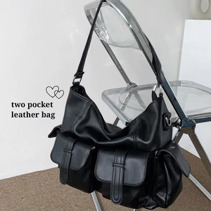 럭키 포켓 레더 빅 숄더백 크로스백